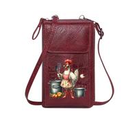 GEEADNB Women ID Credit Card Case Cell Phone Purse with Zipper Delicious Meal Chef Chicken Cooking Utensils Cute Stylish Elegant Accessory Personalized Gifts for Girlfriend