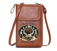 GEEADNB Women ID Credit Card Case Cell Phone Purse with Zipper Intricate Tattoos Mystical Aesthetic Moon Phases Elegant Gift for Mother's Day Travel Rfid Safe