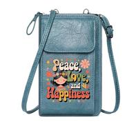 GEEADNB Women ID Credit Card Case Credit Card Slots Floral Decorations Vibrant Colors Peace, Love and Happiness Holiday Customized Gift Travel Rfid Safe