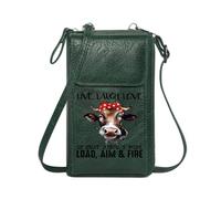GEEADNB Women ID Credit Card Case Crossbody Bags for Women Red and white polka dots Artistic portrait Cow with bandana for Valentine's Day Birthday Gifts Perfect for Printed Present