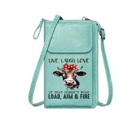 GEEADNB Women ID Credit Card Case Crossbody Bags for Women Red and white polka dots Artistic portrait Cow with bandana for Valentine's Day Birthday Gifts Perfect for Printed Present