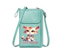 GEEADNB Women ID Credit Card Case Customized Phone Bags Cartoon Kitten Blue Harness Whimsical Style Perfect for Printed Present Perfect for Teacher's Day