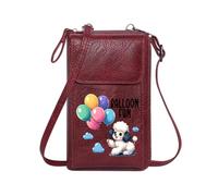 GEEADNB Women ID Credit Card Case Customized Small Bags Fluffy Dog Vibrant Balloons Whimsical Illustration Travel RFID Safe Printed Gift