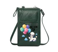 GEEADNB Women ID Credit Card Case Customized Small Bags Fluffy Dog Vibrant Balloons Whimsical Illustration Travel RFID Safe Printed Gift