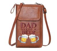 GEEADNB Women ID Credit Card Case Ladies Cell Phone Purse Father's Day Beer Mugs DAD NEEDS A BEER Season Gifts for Valentine's Day Birthday Gifts