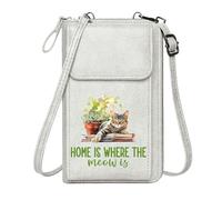 GEEADNB Women ID Credit Card Case Lightweight Women's Shoulder Bag Lush Plants Tabby Cat Books Season Gifts Perfect for Teacher's Day