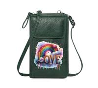 GEEADNB Women ID Credit Card Case Personalized Crossbody Wallets Decorative Hearts Glittery Letters Rainbow Printed Gift Suitable for Daily Gifting