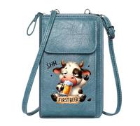 GEEADNB Women ID Credit Card Case Personalized Small Bags with Pocket Cartoon Cow Beer Mug Whimsical Humor for Valentine's Day Birthday Gifts Suitable for Daily Gifting