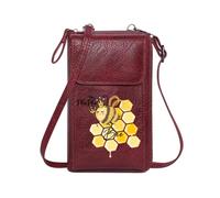 GEEADNB Women ID Credit Card Case PU Leather Phone Purse Bee Crown Honeycomb Romantic Gifts for Wife Girlfriend PU Leather Phone Bags