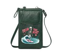 GEEADNB Women ID Credit Card Case Small Crossbody Bags Skeleton Surfing Follow Your Heart Cartoonish Adventure Holiday Customized Gift Long Purse for Gift