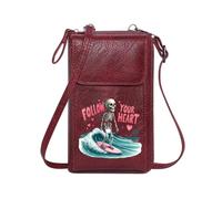 GEEADNB Women ID Credit Card Case Small Crossbody Bags Skeleton Surfing Follow Your Heart Cartoonish Adventure Holiday Customized Gift Long Purse for Gift