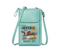 GEEADNB Women ID Credit Card Case Women Leather Crossbody Cow in Bathtub Cheese Letters Surreal Setting Leather Purse for Lover Long Purse for Gift