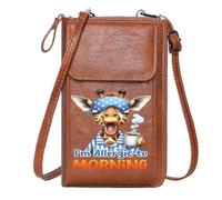 GEEADNB Women ID Credit Card Case Women's Clutch Purse Coffee Cup Allergic to Morning Cartoon Giraffe Season Gifts Perfect for Printed Present
