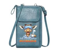 GEEADNB Women ID Credit Card Case Women's Clutch Purse Coffee Cup Allergic to Morning Cartoon Giraffe Season Gifts Perfect for Printed Present