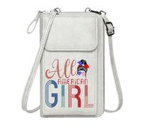 GEEADNB Women ID Credit Card Case Womens Travel Bags Patriotic colors All American Girl 3D text Large Capacity Purse Gift Suitable for Daily Gifting