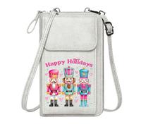 GEEADNB Women ID Credit Card Case Zipper Womens Wallet Colorful Uniforms Festive Holiday Spirit Nutcracker Soldiers Cute Stylish Elegant Accessory Suitable for Everyday Use