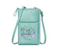 GEEADNB Women Leather Crossbody PU Leather Phone Purse Dandelion Seeds Butterflies Just Breathe Leather Purse for Lover Adjustable Strap
