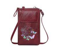 GEEADNB Women Leather Crossbody PU Leather Phone Purse Dandelion Seeds Butterflies Just Breathe Leather Purse for Lover Adjustable Strap