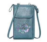 GEEADNB Women Leather Crossbody PU Leather Phone Purse Dandelion Seeds Butterflies Just Breathe Leather Purse for Lover Adjustable Strap