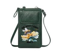 GEEADNB Women Leather Crossbody Purse Card Wallets Purse contrasting background striped bee watercolor illustration Perfect for Printed Present Graduation Student