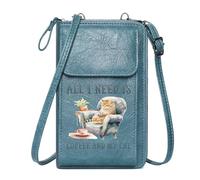 GEEADNB Women Leather Crossbody Purse Cell Phone Purse with Zipper Comfort Cat Coffee Classic Outfit Elegant Gift for Mother's Day