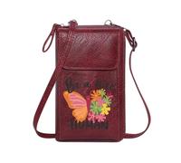 GEEADNB Women Leather Crossbody Purse Personalized Crossbody Wallets Be a nice HUMAN Vibrant Butterfly Colorful Flowers Adjustable Strap Long Purse for Gift