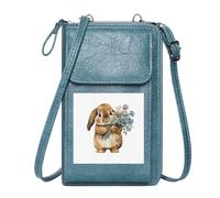 GEEADNB Women Leather Crossbody Purse Personalized Crossbody Wallets brown bunny watercolor illustration whimsical style PU Leather Phone Bags for Everyday Use or Gift Idea