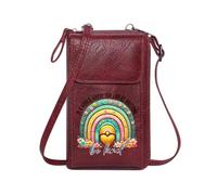 GEEADNB Women Leather Crossbody Purse Personalized Crossbody Wallets Positive message Decorative patterns Rainbow for Valentine's Day Birthday Gifts Printed Gift
