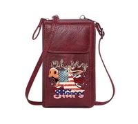GEEADNB Women Leather Crossbody Purse Phone Bags for Women Cartoon cow American flag design Oh My text Romantic Gifts for Wife Girlfriend PU Leather Phone Bags