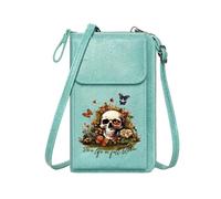 GEEADNB Women Leather Crossbody Purse Phone Bags for Women Mortality Contrast Vibrant Flowers Human Skull Perfect for Outfits Elegant Gift for Mother's Day