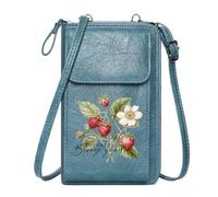GEEADNB Women Leather Crossbody Purse PU Leather Phone Purse Strawberry Botanical Illustration Plant Anatomy Classic Outfit Perfect for Outfits