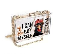 GEEADNB Women Leather Crossbody Purse Women's Clutch Purse Cartoon-pop art style Anthropomorphized chicken with accessories Eggs arranged as 'e' for Everyday Use or Gift Idea Adjustable Strap