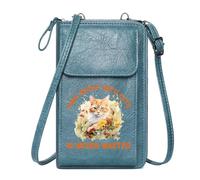 GEEADNB Women Leather Crossbody Purse Womens Travel Bags Time Well Spent Floral Cat Illustration Vibrant Contrast Romantic Gifts for Wife Girlfriend