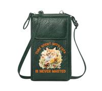 GEEADNB Women Leather Crossbody Purse Womens Travel Bags Time Well Spent Floral Cat Illustration Vibrant Contrast Romantic Gifts for Wife Girlfriend
