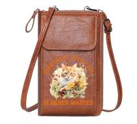 GEEADNB Women Leather Crossbody Purse Womens Travel Bags Time Well Spent Floral Cat Illustration Vibrant Contrast Romantic Gifts for Wife Girlfriend