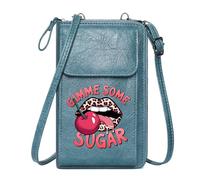 GEEADNB Women Leather Crossbody Purse Zip Around Credit Card Bags Leopard Print Pop Art Sugar for Valentine's Day Birthday Gifts Romantic Gifts for Wife Girlfriend