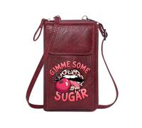 GEEADNB Women Leather Crossbody Purse Zip Around Credit Card Bags Leopard Print Pop Art Sugar for Valentine's Day Birthday Gifts Romantic Gifts for Wife Girlfriend