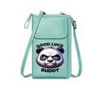GEEADNB Women’s RFID Clutch Purse Credit Card Slots Cartoon Panda Black Background Good Luck Buddy Suitable for Everyday Use Long Purse for Gift