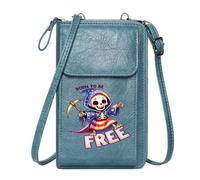 GEEADNB Women’s RFID Clutch Purse Credit Card Slots Humorous Grim Reaper Patriotic Freedom Printed Gift Suitable for Daily Gifting