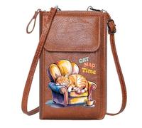 GEEADNB Women’s RFID Clutch Purse Customized Phone Bags Cozy Relaxation Colorful Armchair Orange Tabby Cat Elegant Gift for Mother's Day Romantic Gifts for Wife Girlfriend