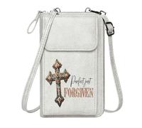 GEEADNB Women’s RFID Clutch Purse Customized Phone Bags Forgiven Contrasting Background Decorative Cross Graduation Student Suitable for Daily Gifting