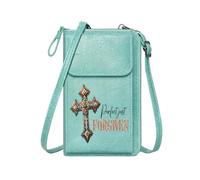 GEEADNB Women’s RFID Clutch Purse Customized Phone Bags Forgiven Contrasting Background Decorative Cross Graduation Student Suitable for Daily Gifting