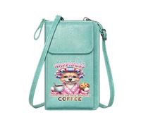 GEEADNB Women’s RFID Clutch Purse Customized Phone Bags Happiness Coffee Dog Perfect for Teacher's Day