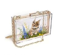 GEEADNB Women’s RFID Clutch Purse Customized Small Bags serene nature vibrant flowers wolf pup Graduation Student Holiday Customized Gift