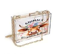 GEEADNB Women’s RFID Clutch Purse PU Leather Phone Purse Animals, Floral Crown, Pasture Bedtime Phrase, Cute Stylish Elegant Accessory Classic Outfit