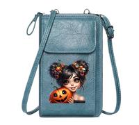 GEEADNB Women’s RFID Clutch Purse Small Crossbody Bags Bat Haunted Halloween Pumpkin Ghost Cemetery Witch Skeleton Holiday Customized Gift Adjustable Strap