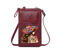 GEEADNB Women’s RFID Clutch Purse Small Crossbody Bags Intricate Tattoos Vibrant Artistic Style Floral Adornment Romantic Gifts for Wife Girlfriend