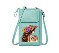 GEEADNB Women’s RFID Clutch Purse Small Crossbody Bags Intricate Tattoos Vibrant Artistic Style Floral Adornment Romantic Gifts for Wife Girlfriend