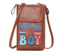 GEEADNB Women’s RFID Clutch Purse Small Crossbody Bags Patriotic Colors Stylized Font American Boy for Everyday Use or Gift Idea for Valentine's Day Birthday Gifts