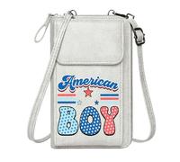 GEEADNB Women’s RFID Clutch Purse Small Crossbody Bags Patriotic Colors Stylized Font American Boy for Everyday Use or Gift Idea for Valentine's Day Birthday Gifts